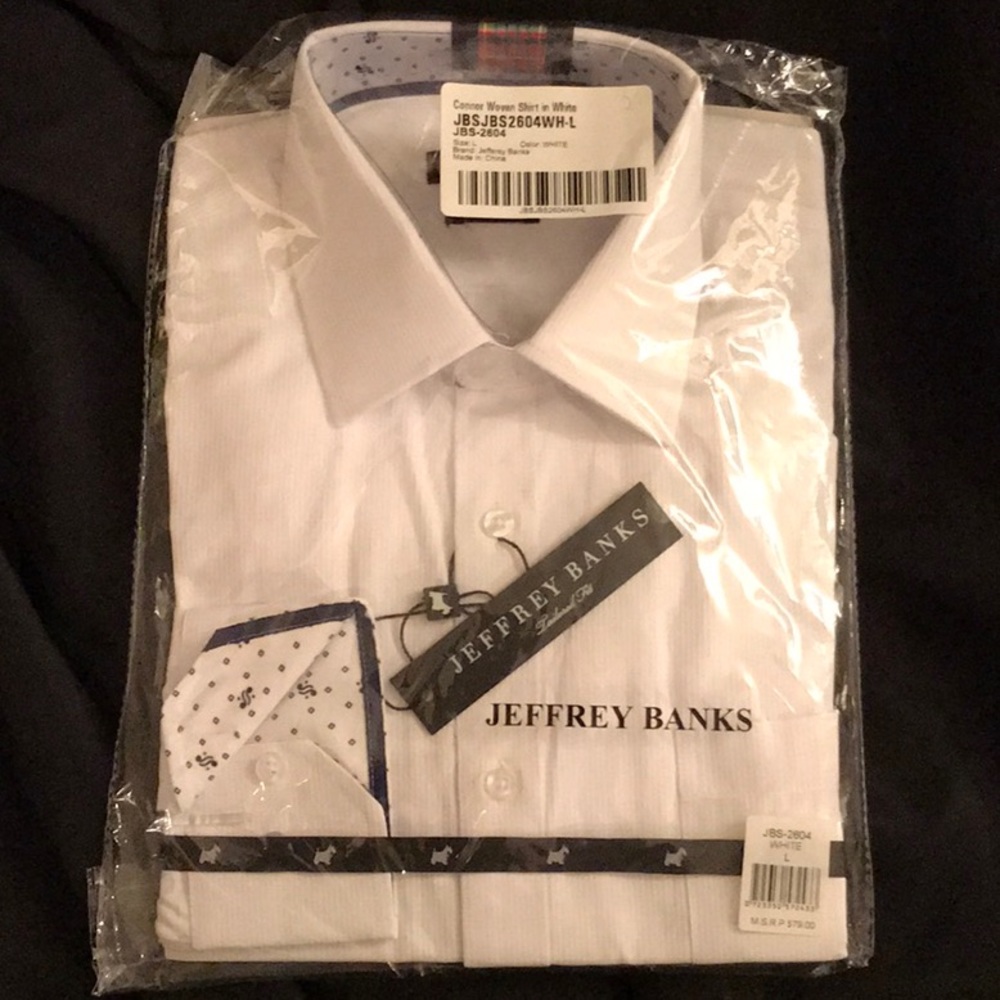 Jeffrey Banks Large White Long Sleeve Dress Shirt